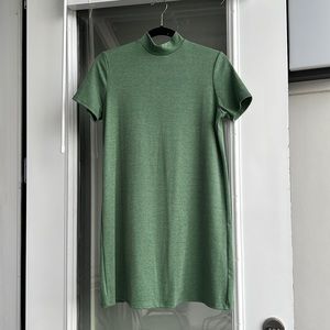 Green Turtleneck A-Line Dress